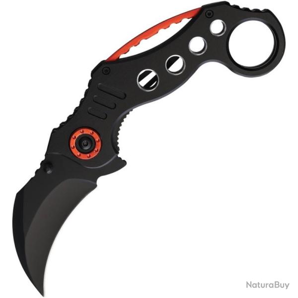 Couteau S-TEC Karambit T2734RD Lame Inox Manche Aluminium Noir et Rouge Linerlock A/O STT2734RD