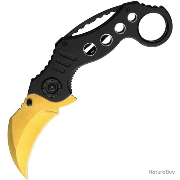 Couteau S-TEC Karambit T2734GD Lame Acier Inox Manche Aluminium Noir Linerlock A/O STT2734GD