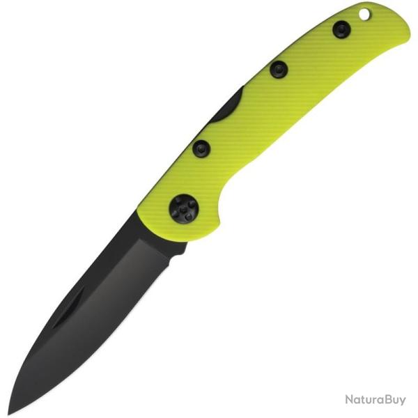 Couteau Pliant S-TEC T20320 Lame Inox Manche Synth�tique Jaune Fluo Lockback STT20320YL