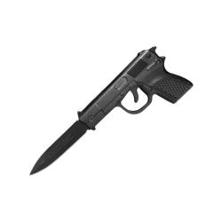 Couteau ElitEdge Top Open Lame Acier 420 Manche Aluminium Noir, style pistolet Trigger EE10A98BK