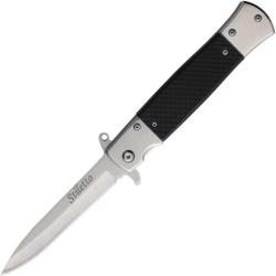 Couteau Pliant ElitEdge A/O Lame Stiletto Satin&eacute;e Manche Inox Stonewash EE10A96SL