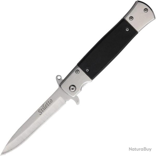 Couteau Pliant ElitEdge A/O Lame Stiletto Satin�e Manche Inox Stonewash EE10A96SL