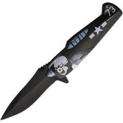 Couteau Pliant ElitEdge A/O Lame Noire Manche Nylon Avion EE10A85SKGN