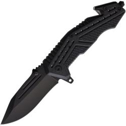 Couteau Pliant ElitEdge A/O Lame Acier 420C Noire Manche ABS Secours EE10A66BK