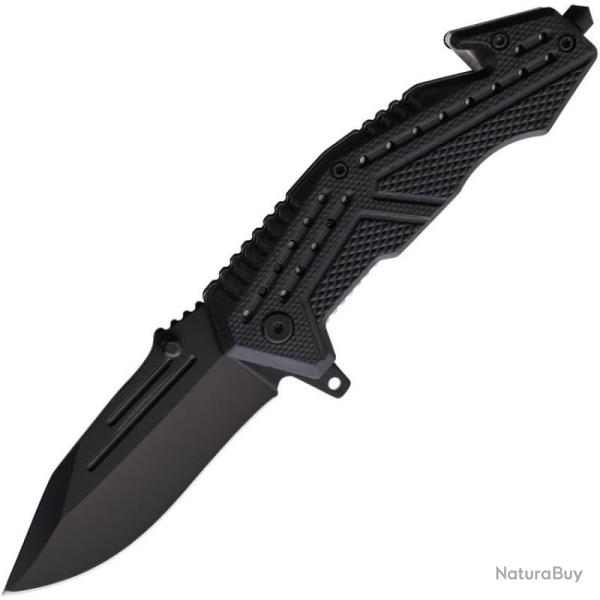 Couteau Pliant ElitEdge A/O Lame Acier 420C Noire Manche ABS Secours EE10A66BK