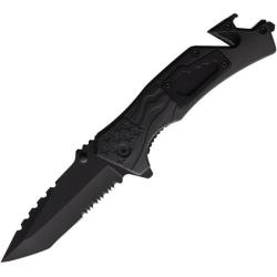Couteau Pliant ElitEdge A/O Secours Lame Tanto Noire Manche ABS EE10A48BK