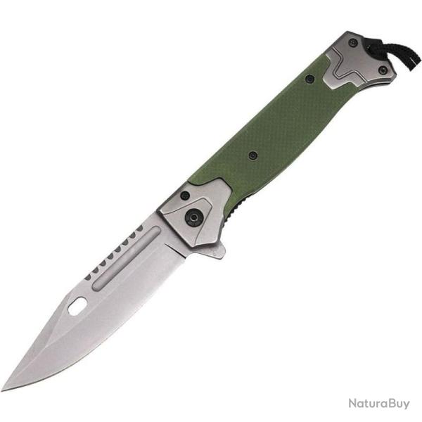 Couteau Pliant ElitEdge A/O Lame Inox Stonewash Manche G10 Vert EE10A121GN