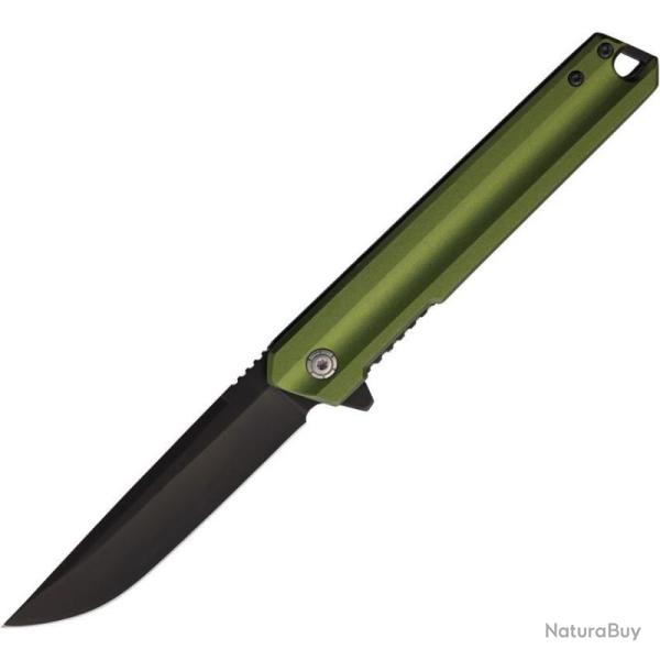 Couteau Pliant ElitEdge A/O Lame Acier 420C Noir Manche Alu Vert EE10A115GN