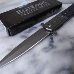 Couteau Pliant ElitEdge A/O Lame Acier 420C Titane Manche G10 Noir EE10A108BK