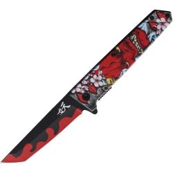 Couteau Pliant ElitEdge A/O Lame Tanto Acier 420C Manche Nylon Rouge EE10A102RDM