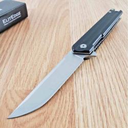 Couteau ElitEdge A/O Lame Acier 420C Satin Manche Aluminium Noir Liner Lock EE10A115BK