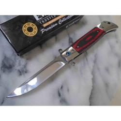 Couteau ElitEdge Lame Acier 440C Manche G10 Noir/Rouge Mitres Acier Linerlock EE10B029RD