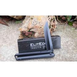 Couteau ElitEdge Linerlock A/O Lame Acier 440C Manche Alu Noir Ouverture Flipper EE10A115BKB