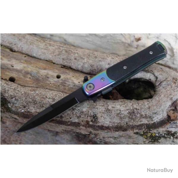 Lot de 3 Couteau S-TEC Stiletto Lame Acier Inox Spear Point Manche ABS Black Linerlock STT27108RB