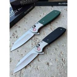 Lot de 2 Couteaux Elitedge A/O Black/Green Lame Inox Manche Acier/G10 EE10A107BK -EE10A107GN