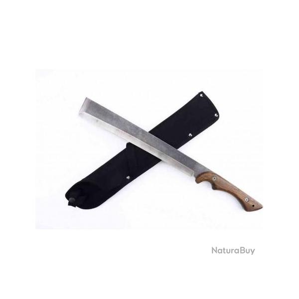 Couteau Machette S-TEC Machete Lame Acier 440 Manche Bois Etui Nylon STT66104