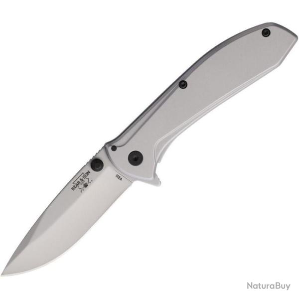 Couteau de Poche EDC Bear & Son 112 USA Lame Acier 440 Ouverture Assist�e Manche Acier BC112A