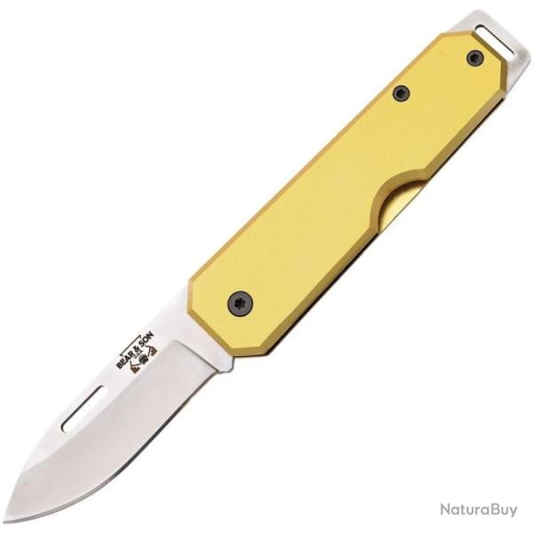 Couteau de Poche EDC Bear & Son 110 USA Lame Acier Carbone Slip Joint Manche Alu Jaune BC110YW