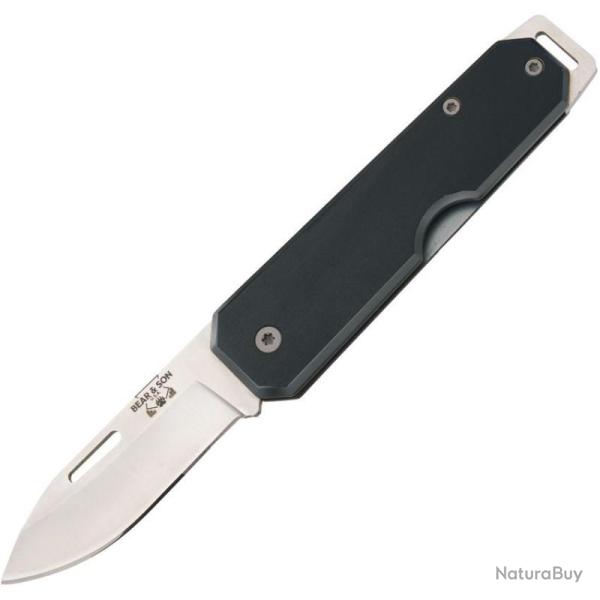 Couteau de Poche EDC Bear & Son 110 USA Lame Acier Carbone Slip Joint Manche Alu Noir BC110BK