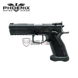 Pistolet PHOENIX Drake Standard Acier/Acier SA Noir Cal 9x19mm Guidon FO Rouge