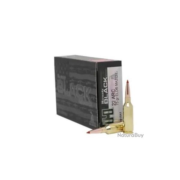 BOITE DE 20 CARTOUCHES HORNADY 22 ARC 75GR ELD-MATCH BLACK 81541