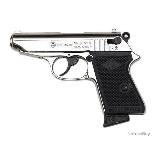 PISTOLET BRUNI POLICE NICKELE 9MM BLANC/GAZ