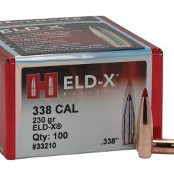 BOITE DE 100 OGIVES HORNADY 338 CAL.338 230 GR ELD-X 33210