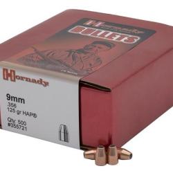 BOITE DE 500 OGIVES HORNADY 9MM .356 125GR HAP 355721*