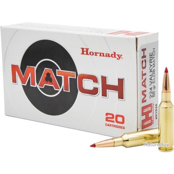 BOITE DE 20 CARTOUCHES HORNADY 224 VALKYRIE 88GR ELD-MATCH 81534