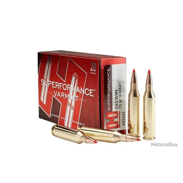 BOITE DE 20 CARTOUCHES HORNADY 243WIN 75 GR V-MAX 83433