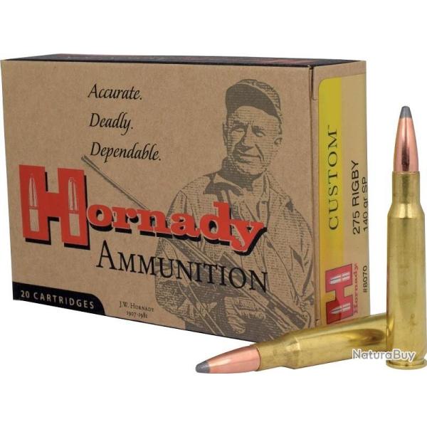 BOITE DE 20 CARTOUCHES HORNADY 275 RIGBY 140 GR SP 8070