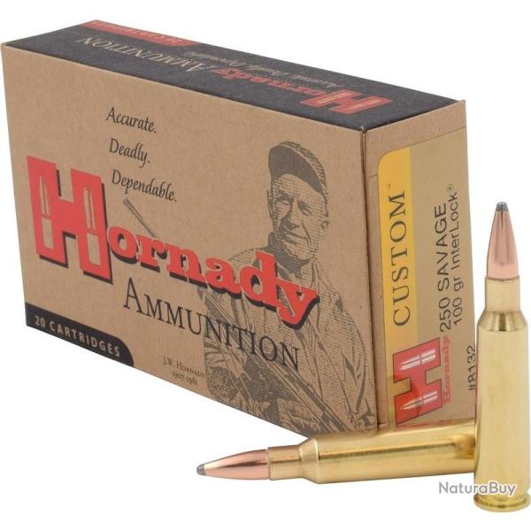 BOITE DE 20 CARTOUCHES HORNADY 250 SAVAGE 100 GR INTERLOCK 8132
