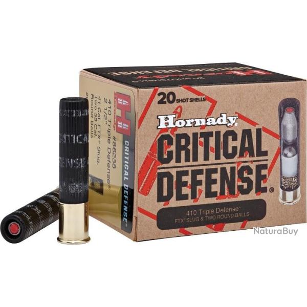 BOITE DE 20 CARTOUCHES HORNADY 410 GA CRITICAL DEFENSE 86238