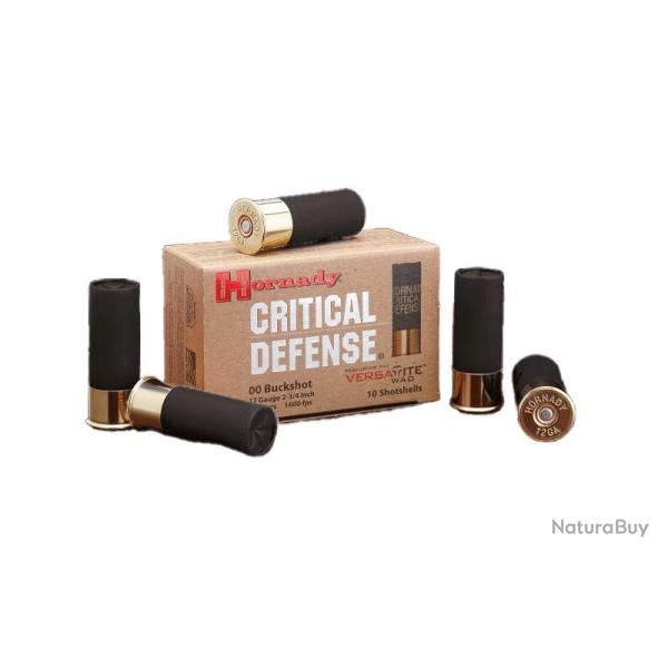 BOITE DE 10 CARTOUCHES HORNADY 12 GA 00 BUCKSHOT CRIT DFNSE 86240