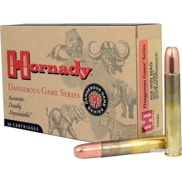 BOITE DE 20 CARTOUCHES HORNADY 458 WIN 500 GR DGS SPF 8585