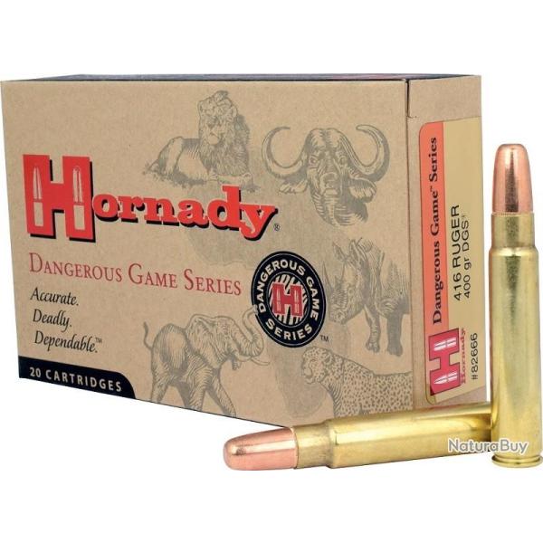 BOITE DE 20 CARTOUCHES HORNADY 416 RUGER 400 GR DGS 82666