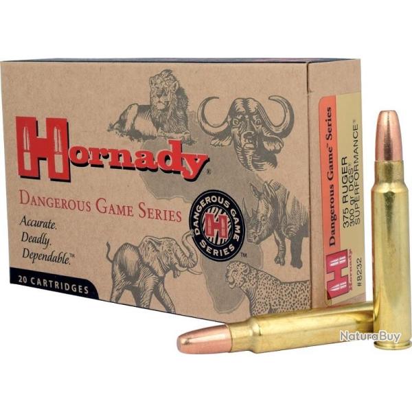 BOITE DE 20 CARTOUCHES HORNADY 375 RUGER 300 GR DGS SPF 8232