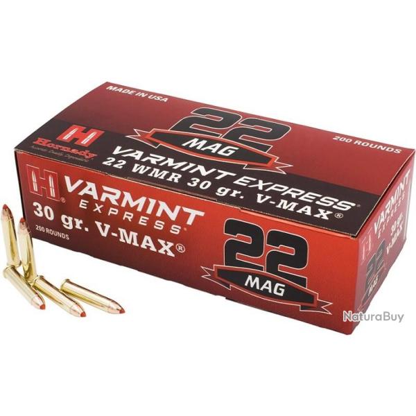 BOITE DE 50 CARTOUCHES HORNADY 22 WMR 30 GR V-MAX 83202