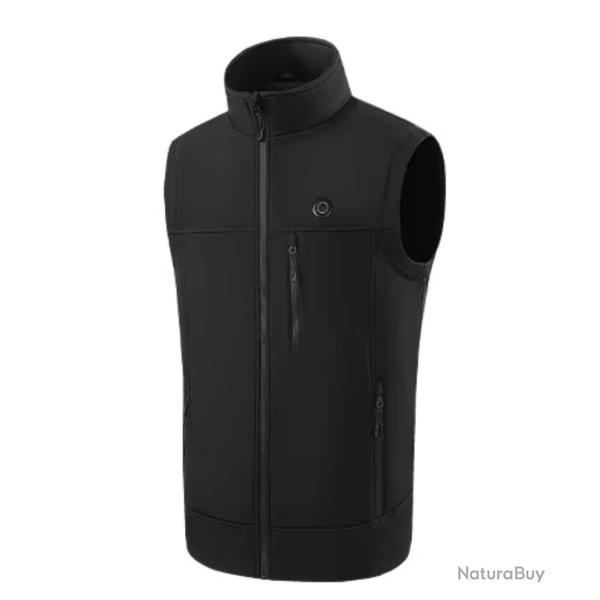 Gilet Chauffant Noir Softshell �tanche avec Batterie 10 000 mAH Taille au Choix...ENCHERE 1 EURO