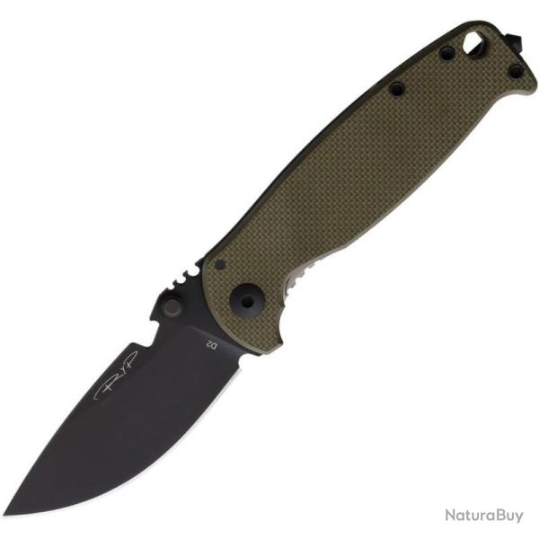 Couteau DPx Gear HEST/F Classic Lame Acier D2 Manche G10/Titane Vert OD Framelock Made In DPXHSF008
