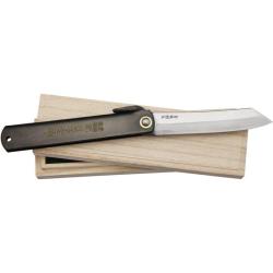 Couteau Higonokami Bambou Noir Lame Acier Aogami Manche Acier Noir Friction Made In Japan HIGO15BL