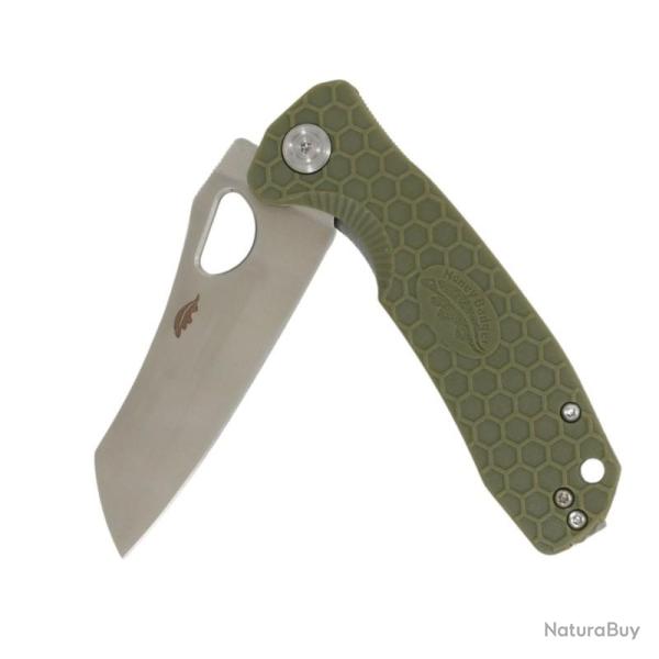 Couteau Honey Badger Knives Wharncleaver Large Lame Acier 8Cr13MoV Manche FRN Vert Liner Lock HB1033