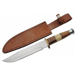 Couteau Fixe Rite Edge 203440 Lame Acier Inox Manche Bois/Os Brun-Cr&egrave;me &Eacute;tui Cuir PA203440