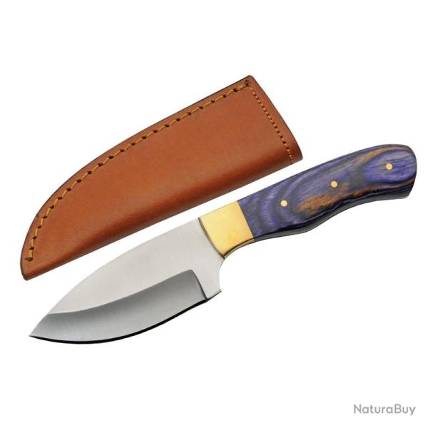 Couteau Fixe Rite Edge 203445 Lame Acier Inox Manche Pakkawood Violet-Brun �tui Cuir PA203445