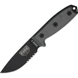 Couteau Fixe ESEE 3 SM Lame Acier 1095 Manche Micarta Noir &Eacute;tui Synth&eacute;tique Made In USA RC3SMB