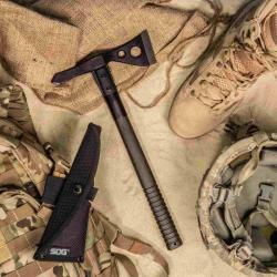 Hache SOG Tactical Tomahawk Lame Acier 420 Manche GRN noir Etui SOGF01TNCP
