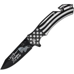 Couteau Falcon Rescue Linerlock A/O Lame Drop Point Acier Inox Manche Inox Drapeau USA FLNKS2817FD