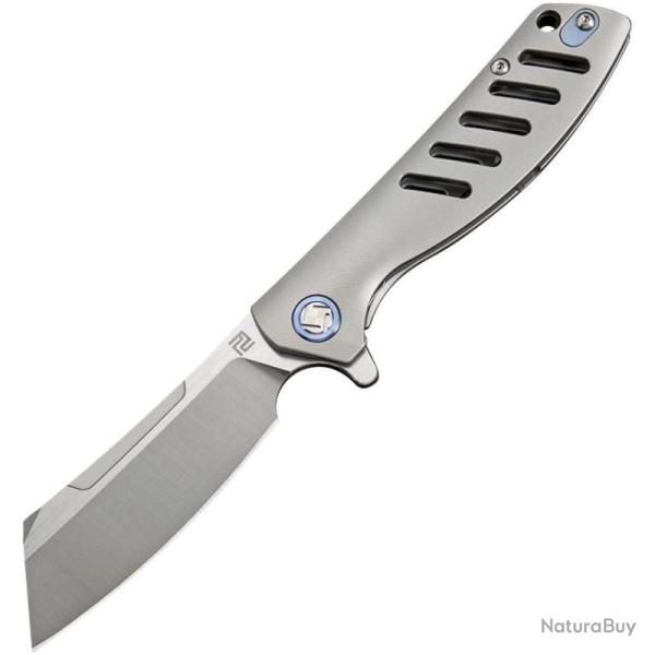 Couteau ArtisanCutlery Tomahawk Lame Acier M390 Manche Titane Gris Framelock ATZ1815GSGYM