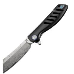 Couteau ArtisanCutlery Tomahawk Lame Acier Damas Manche Titane Noir Framelock ATZ1815GSDBK