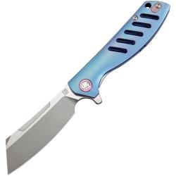 Couteau ArtisanCutlery Tomahawk Lame Acier M390 Manche Titane Bleu Framelock ATZ1815GSBUM